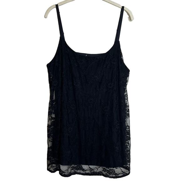 Lane Bryant Womens Flowy Cami Size 14/16 Black Lace Overlay Lined Nylon Spandex - Picture 1 of 7